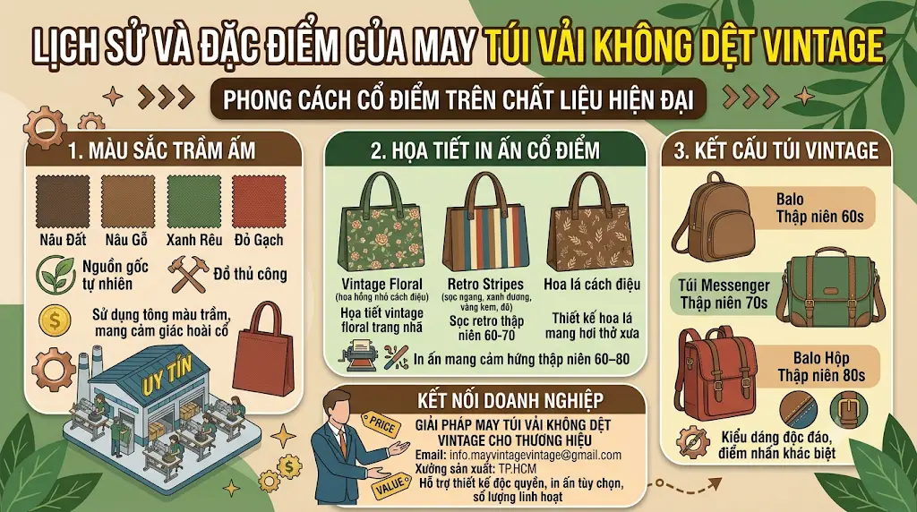 May Túi Vải Không Dệt Theo Phong Cách Vintage – Xu Hướng Xanh Cổ Điển Đang "Gây Bão" - May túi vải không dệt May Túi Vải Không Dệt Theo Phong Cách Vintage – Xu Hướng Xanh Cổ Điển Đang "Gây Bão" - May túi vải không dệt