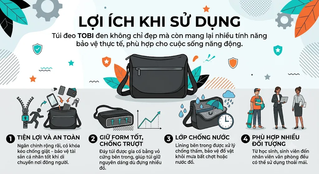 May Túi Đeo Thời Trang TOBI Đen – Phong Cách, Bền Đẹp & Đáng Mua Nhất 2025 - túi đeo TOBI May Túi Đeo Thời Trang TOBI Đen – Phong Cách, Bền Đẹp & Đáng Mua Nhất 2025 - túi đeo TOBI