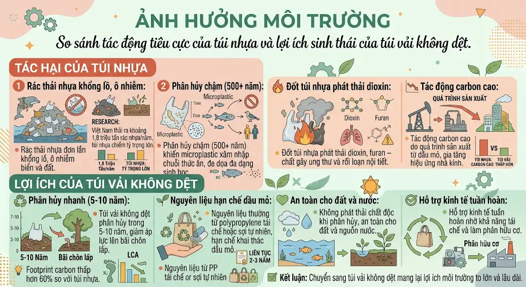 Các lý do nên chuyển từ túi nhựa sang túi vải không dệt – Hướng dẫn chi tiết 2026 - túi nhựa sang túi vải không dệt Các lý do nên chuyển từ túi nhựa sang túi vải không dệt – Hướng dẫn chi tiết 2026 - túi nhựa sang túi vải không dệt