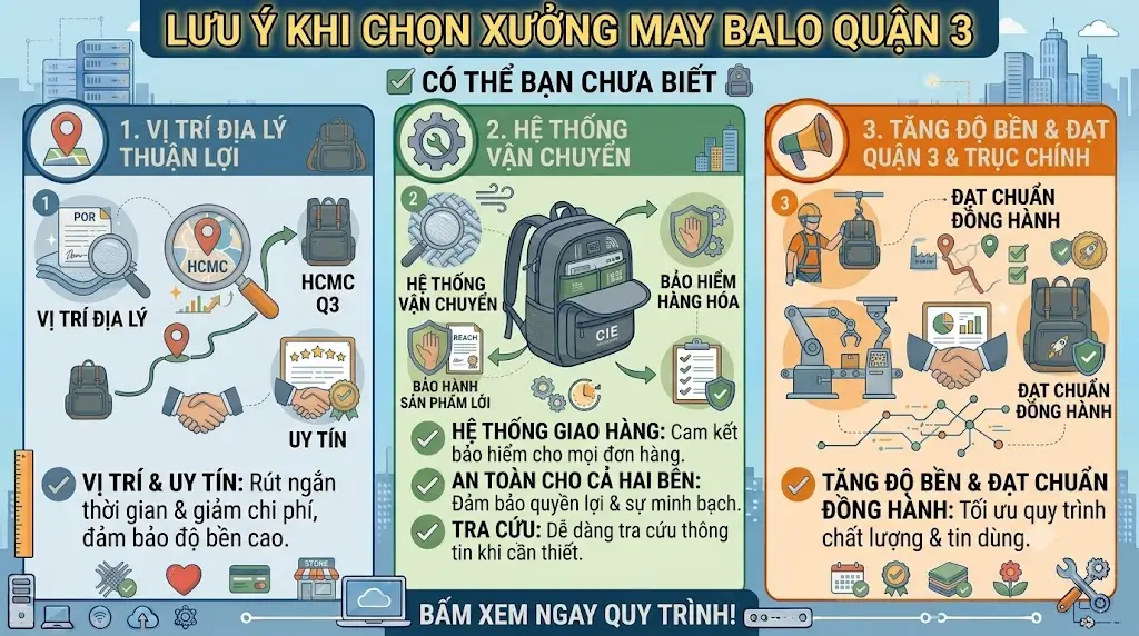 Những lưu ý khi chọn xưởng may balo túi xách giá rẻ quận 3 uy tín - xưởng may balo túi xách giá rẻ quận 3